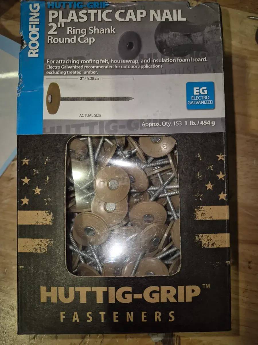 (Pack of 4)Grip-Rite 2 in. x 12-Gauge Plastic Round Cap Roofing Nails 1 lb. Box - image 1