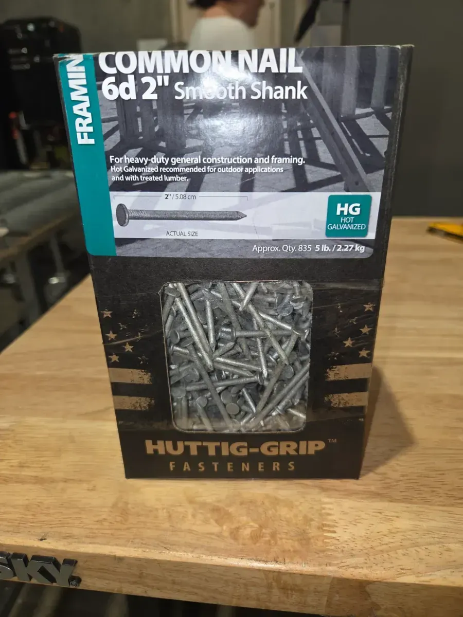 *** pack of 3***Huttig-Grip Fence Deck Nails 2 inches 6d for Wood Fencing HGN6HGSTDK5 Spiral Shank Hot Galvanized Finish, 5 lb Pack of 835 Nails - image 1