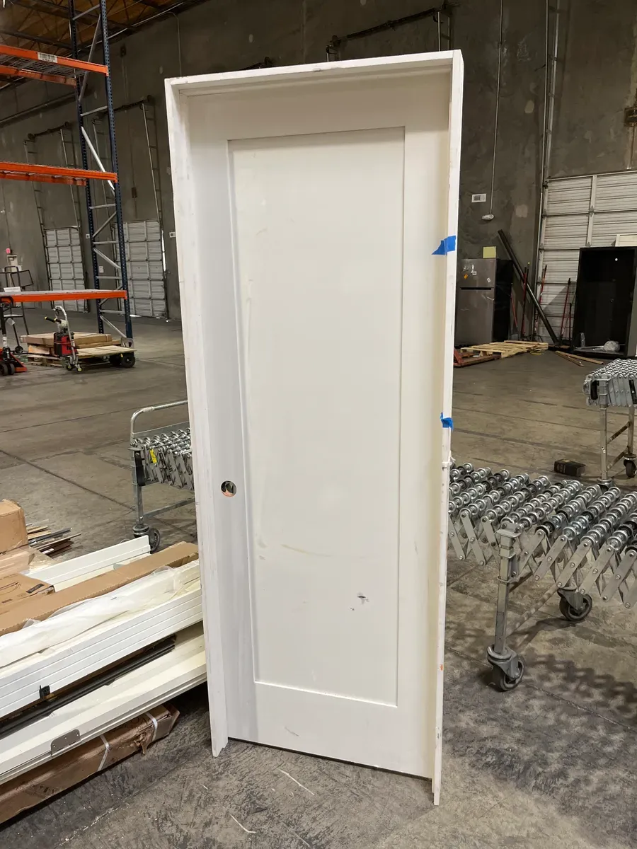 28 in. x 80 in. x 1-3/8 in. Shaker White Primed 1-Panel Solid Core Wood Interior Slab Door - image 1