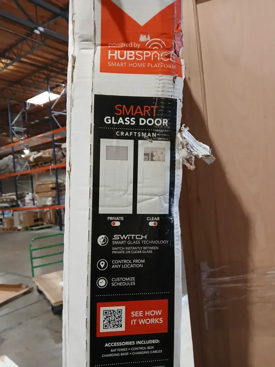 **the bottom is a bit dented **35 in. x 79n. Right-Hand 1/4 Lite Craftsman Micro-Granite Glass Primed Fiberglass Prehung Front Door - image 2