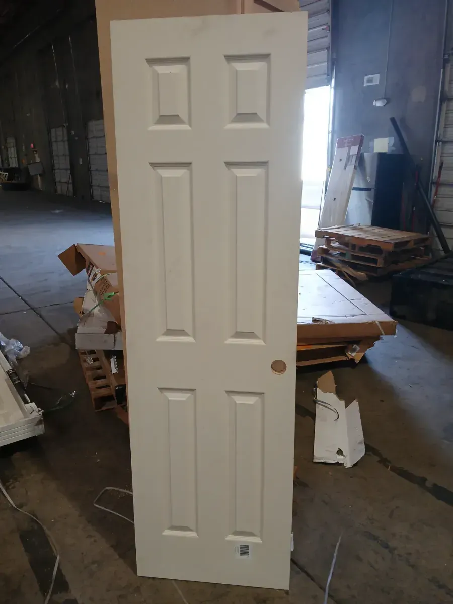 24 in. x 80 in. 6 Panel Right-Handed Primed Composite Hollow Core Single Prehung Interior Door 4-9/16 in. Flat Jamb - image 2