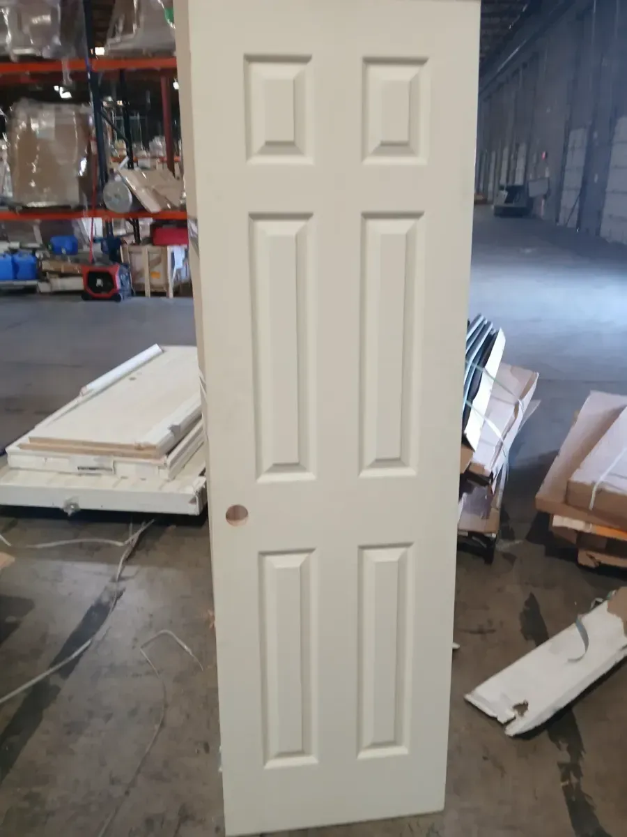 24 in. x 80 in. 6 Panel Right-Handed Primed Composite Hollow Core Single Prehung Interior Door 4-9/16 in. Flat Jamb - image 3