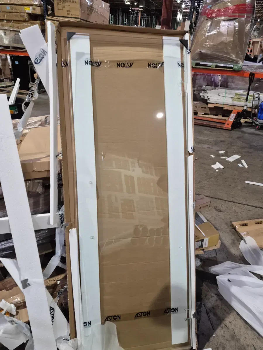 **missing the handles** Avalux GS 42 in. x 38 in. x 72 in. Frameless Corner Hinged Shower Enclosure with Glass Shelves in Stainless Steel - image 4