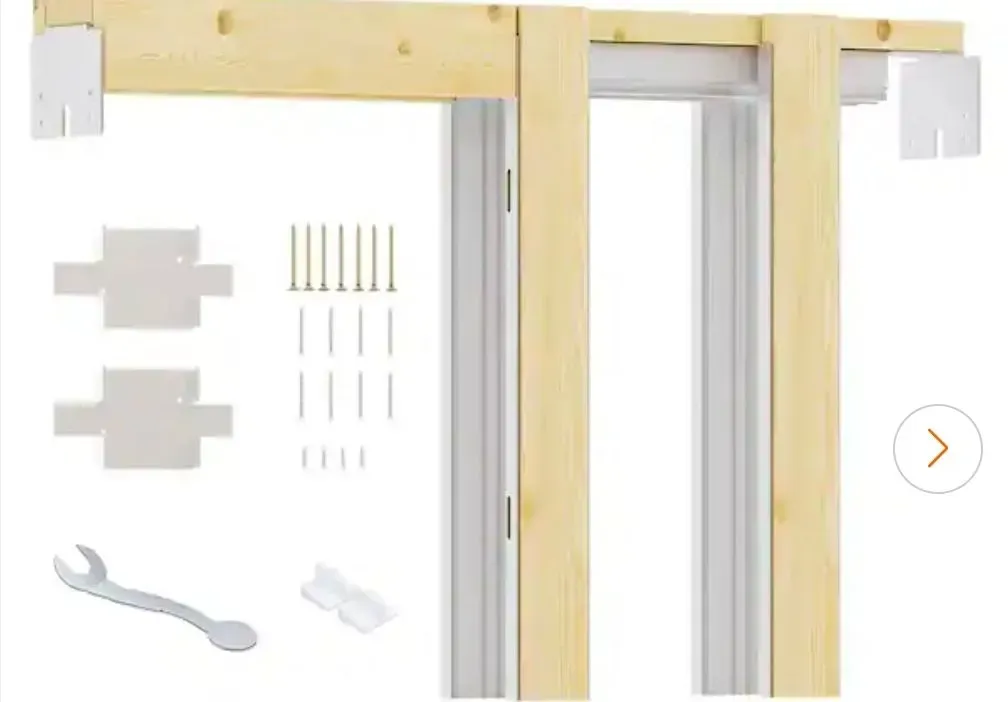 18 in. to 36 in. x 80 in. Universal Aluminum Pocket Door Frame with Hardware Kit and Soft Close - image 1