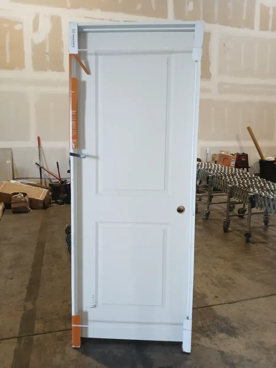 *** With frame *** 30 in. x 80 in. 2-Panel Square Top Left Hand White Primed Composite Smooth Hollow Core Single Prehung Interior Door - image 2