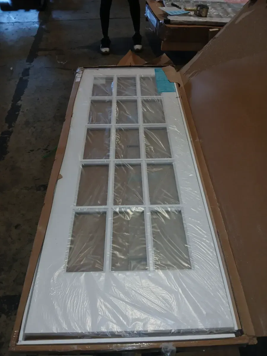 30 in. x 80 in. Clear Glass 15-Lite True Divided White Finished Solid French Interior Door Slab - image 2