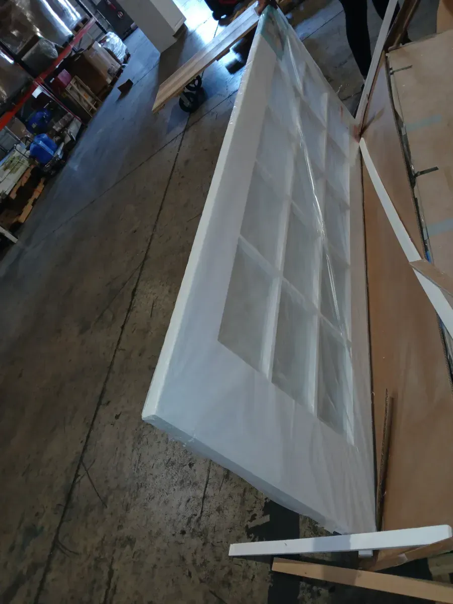 30 in. x 80 in. Clear Glass 15-Lite True Divided White Finished Solid French Interior Door Slab - image 3