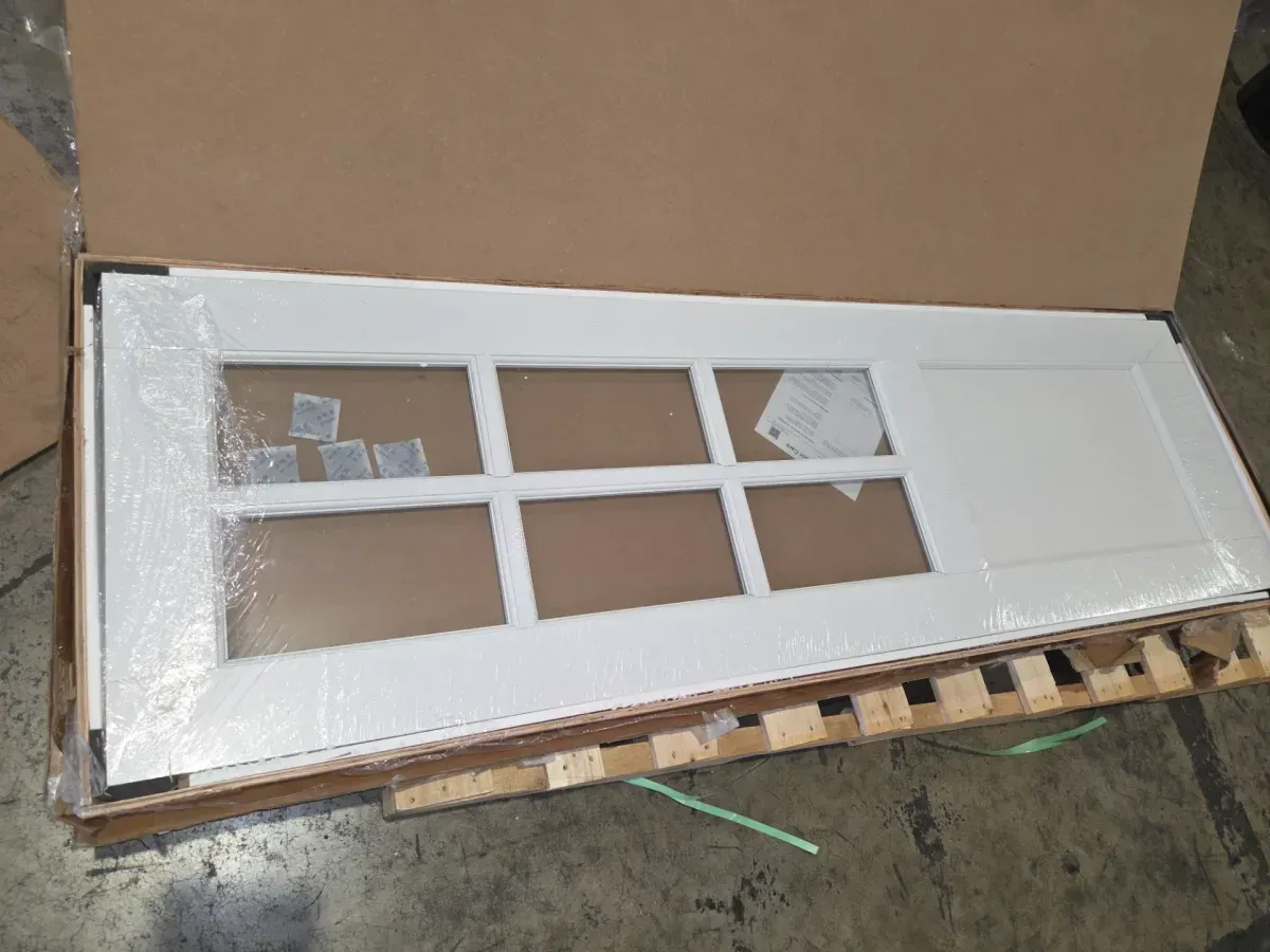 24 in. x 80 in. 6-Lite Tempered Clear Glass and Solid Core Manufacture Wood White Primed Interior Door Slab - image 3