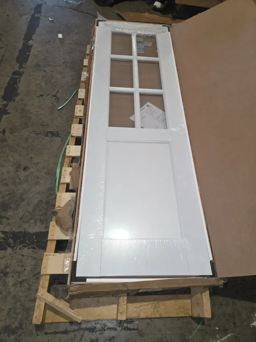 24 in. x 80 in. 6-Lite Tempered Clear Glass and Solid Core Manufacture Wood White Primed Interior Door Slab - image 4