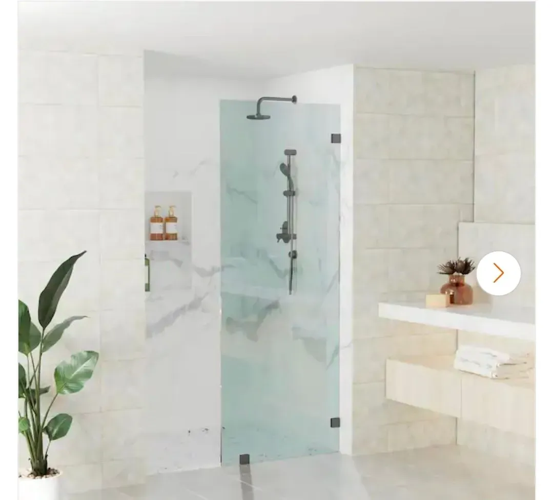 Nirvana 13 in. W x 76 in. H Frameless Fixed Panel Shower Door in Matte Black without Handle 3/8 in. Clear Glass (10mm - image 1