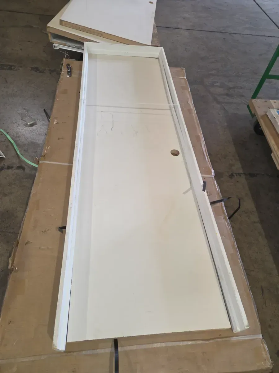24 in. x 80 in. No Panel Left-Handed Primed Composite Hollow Core Single Prehung Interior Door 4-9/16 in. Flat Jamb - image 2