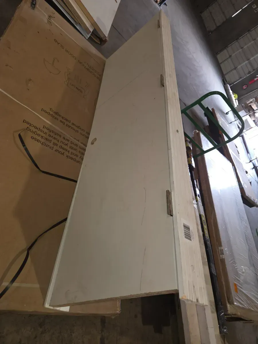 24 in. x 80 in. No Panel Left-Handed Primed Composite Hollow Core Single Prehung Interior Door 4-9/16 in. Flat Jamb - image 3