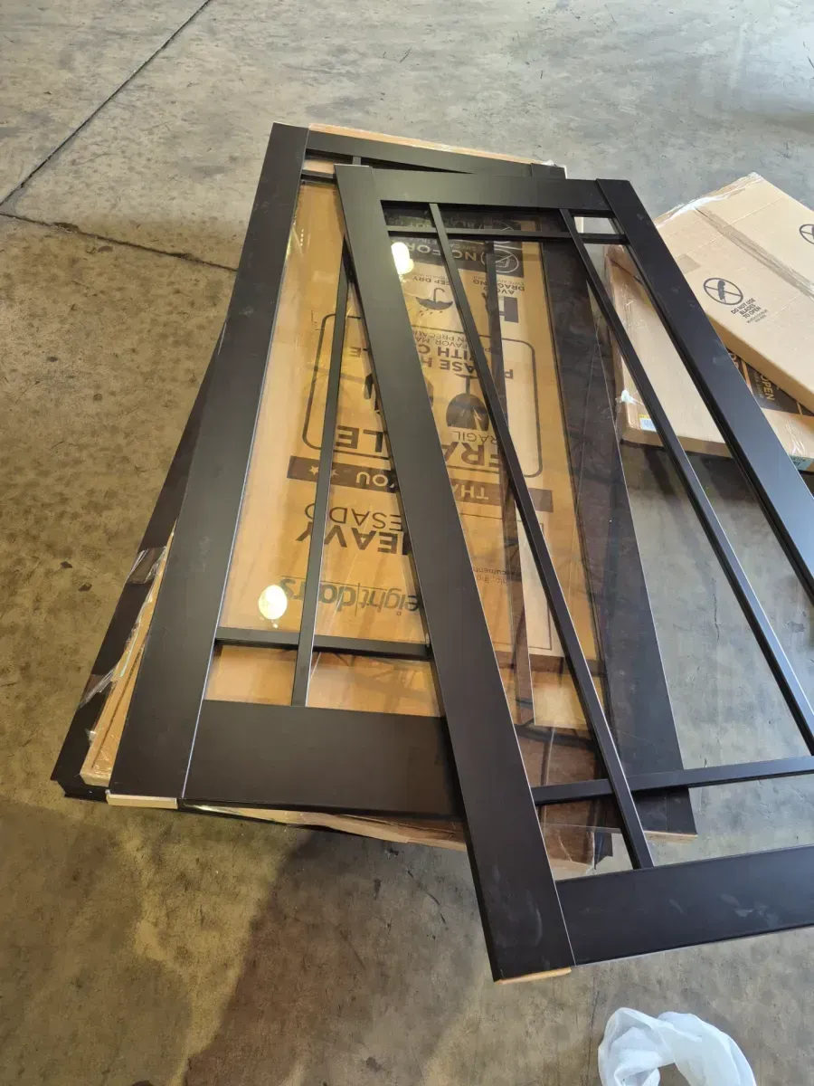 **dont have the handle **72 in. x 80 in. 2 Panel Black Matte Finished Solid Wood Door with Hardware - image 3