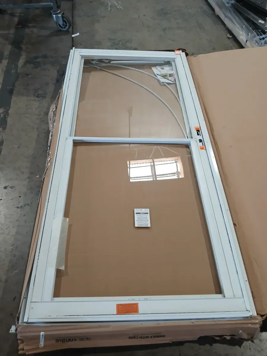 3000 Series 36 in. x 80 in. White Right-Hand/Outswing Full-View Retractable Aluminum Storm Door - image 3