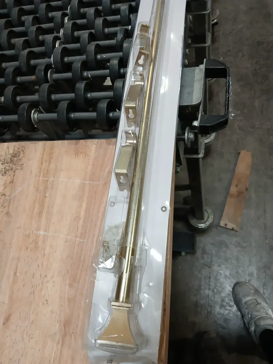 48 in. - 84 in. Telescoping 5/8 in. Single Curtain Rod Kit in Champagne Gold with Trumpet Square Finials - image 3