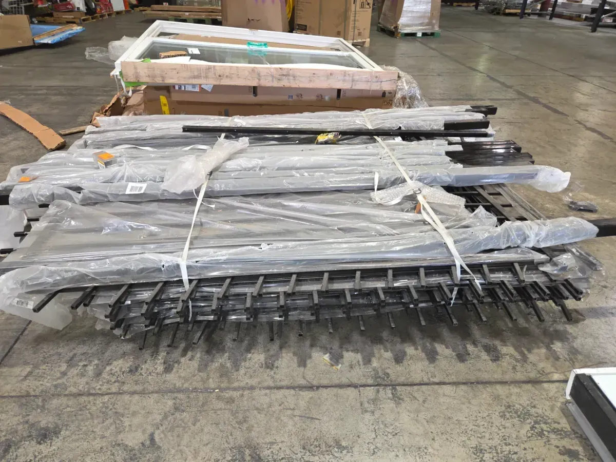 ***Pallet of 14 Metal Fence Posts and 10 Rust-Resistant Fence Panels for the Garden***2 in. x 2 in. x 8 ft. Steel Flat Top Blank Metal Fence Post with Post Cap (T pack)6 ft.x 6 ft. Heavy Duty Spaced Bar Fiat Top Flat Metal Fence Panel, Anti-Rust Garden Fence Panel (Single Panel) - image 2