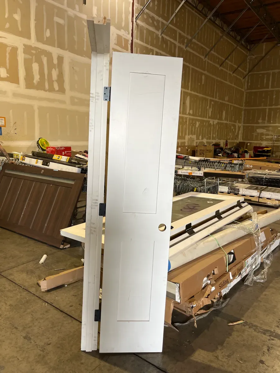 80 in. H x 18 in. W Colonial 2-Panel White Solid Core Wood Interior Door Slab with Bore Hole - image 2