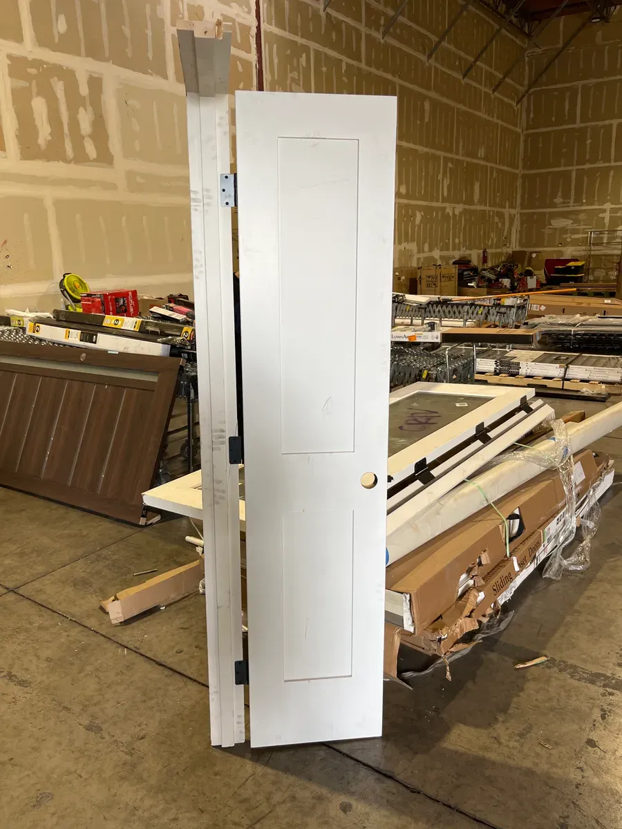 80 in. H x 18 in. W Colonial 2-Panel White Solid Core Wood Interior Door Slab with Bore Hole - image 3