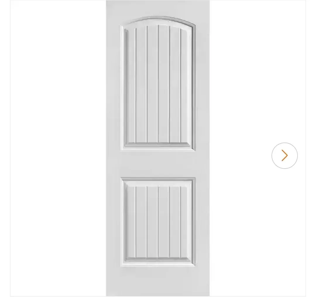 *** With frame*** Masonite 28 in. x 80 in. 2 Panel Cheyenne Smooth Camber Top Plank Hollow Core Primed Composite Interior Door Slab - image 1