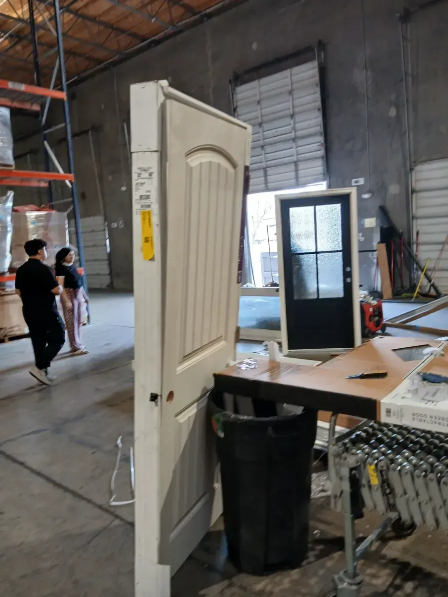 *** With frame*** Masonite 28 in. x 80 in. 2 Panel Cheyenne Smooth Camber Top Plank Hollow Core Primed Composite Interior Door Slab - image 4