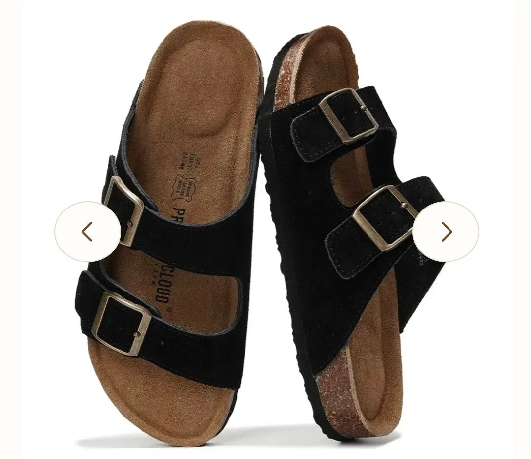 *** Size 6.5 *** Women Flat Sandals 100% Genuine Leather  Memory Foam  Anti-Slip - image 1