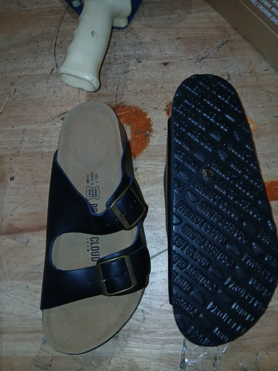 *** Size 6.5 *** Women Flat Sandals 100% Genuine Leather  Memory Foam  Anti-Slip - image 4