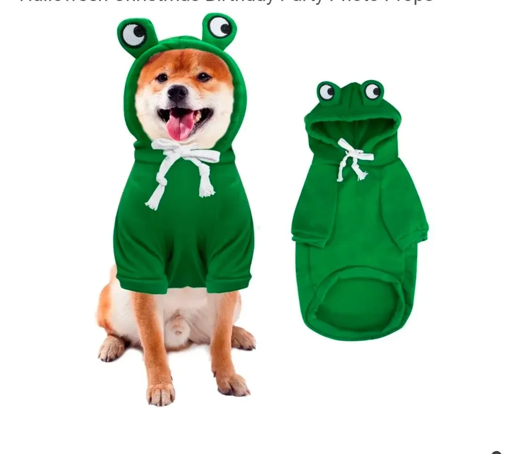  Pet Frog Costume Halloween Costume for Small Medium Dogs, Dog Frog Costume Green Frog Dog Hoodie Dog Sweater Coat, Cats Puppy Dog Cosplay Costume for Halloween Christmas Birthday Party Photo Props - image 1