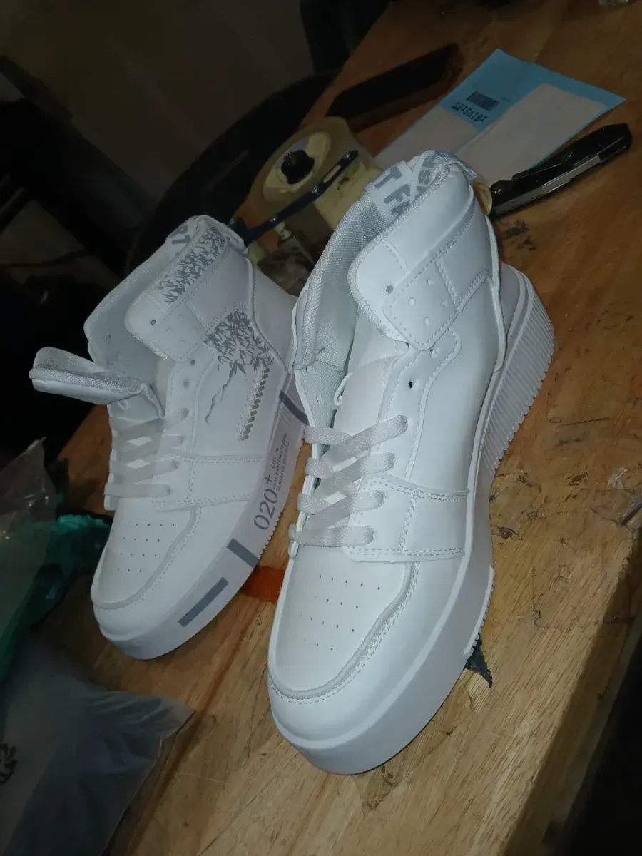 *** Size 8.5 *** Men's High-Top Fashion Sneakers - Casual Lace-Up Athletic Shoes with Solid Color PU Upper, Breathable PU Lining, Durable Rubber Sole, and Comfort Fabric Insole - image 2