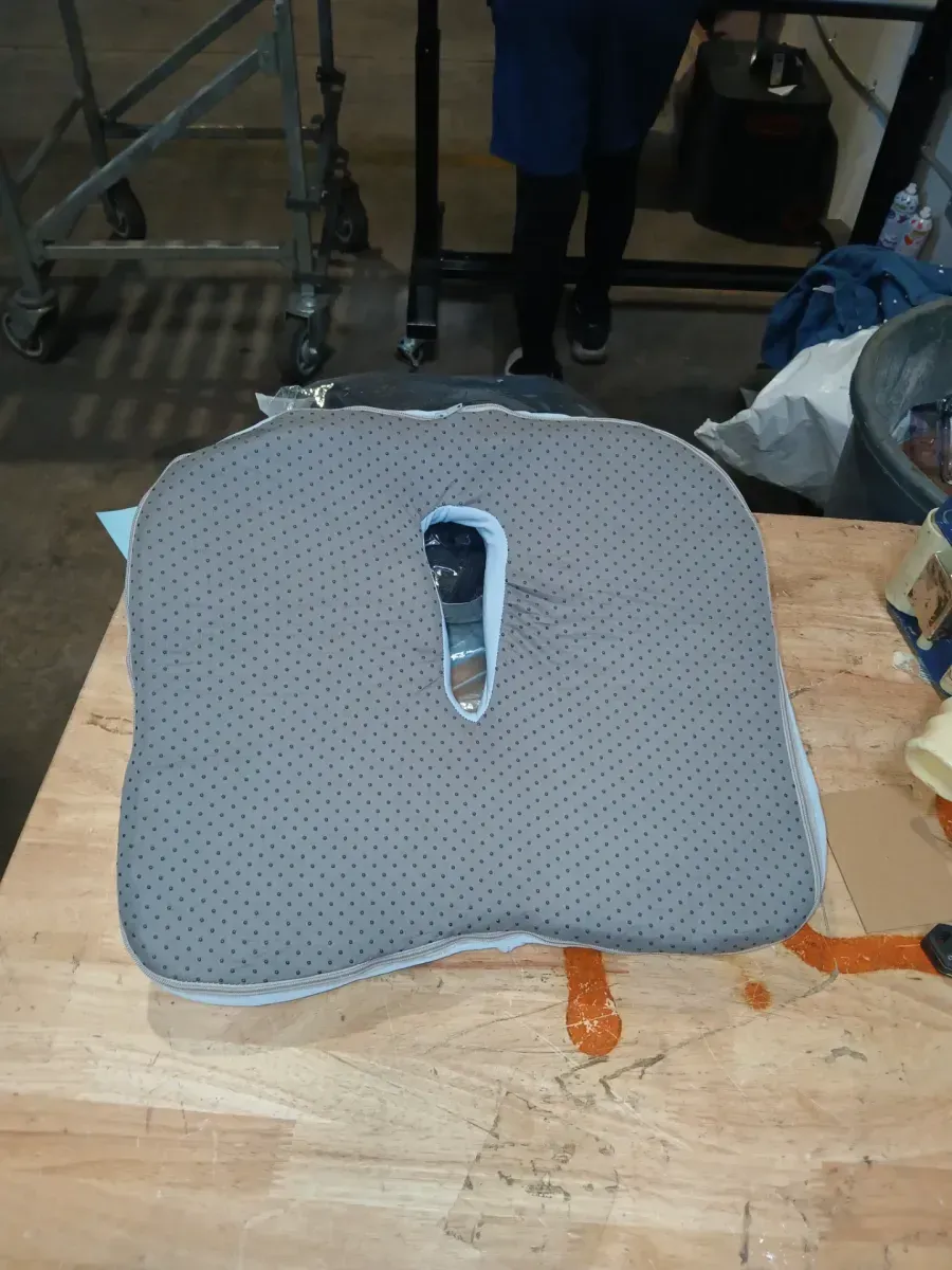 Seat Cushion, Memory Foam Slow Rebound Breathable Office Chair Cushion Tailbone Pain Relief Cushion for Long Sitting Low Back Car Driving (Grey and Blue)  - image 2