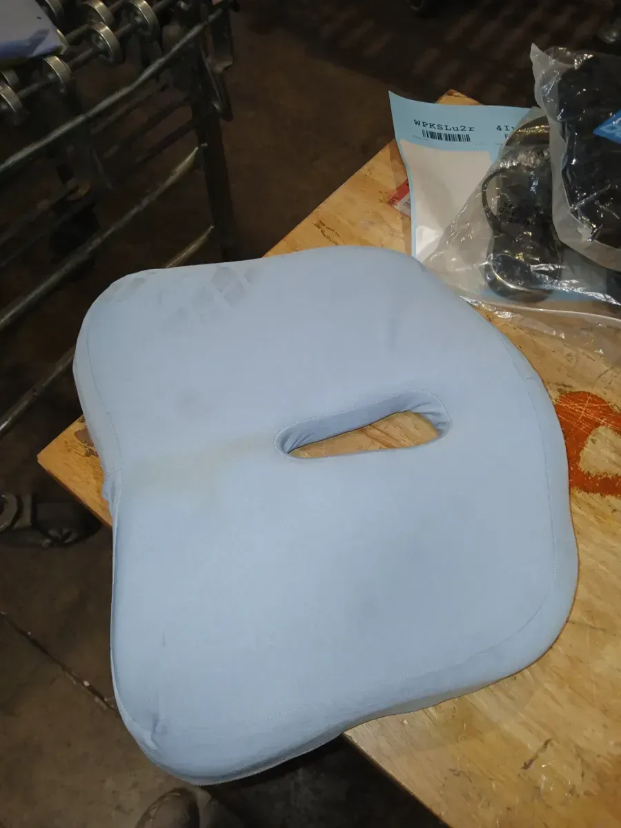 Seat Cushion, Memory Foam Slow Rebound Breathable Office Chair Cushion Tailbone Pain Relief Cushion for Long Sitting Low Back Car Driving (Grey and Blue)  - image 3