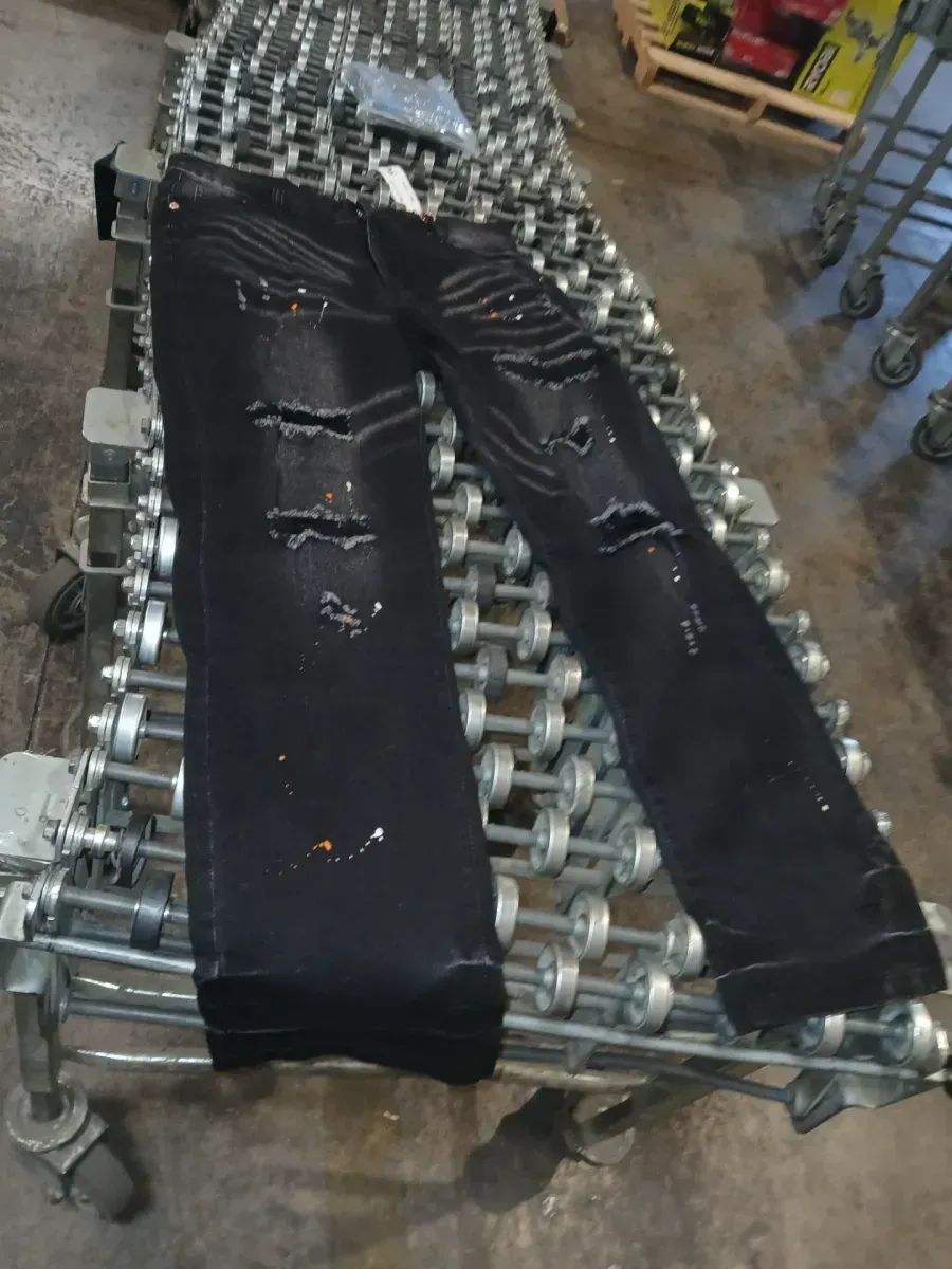 Men's Ripped Patch Stretch Jeans Denim Patchwork Straight Pants Vintage Patch Ripped Distressed Denim Pants Black  - image 2