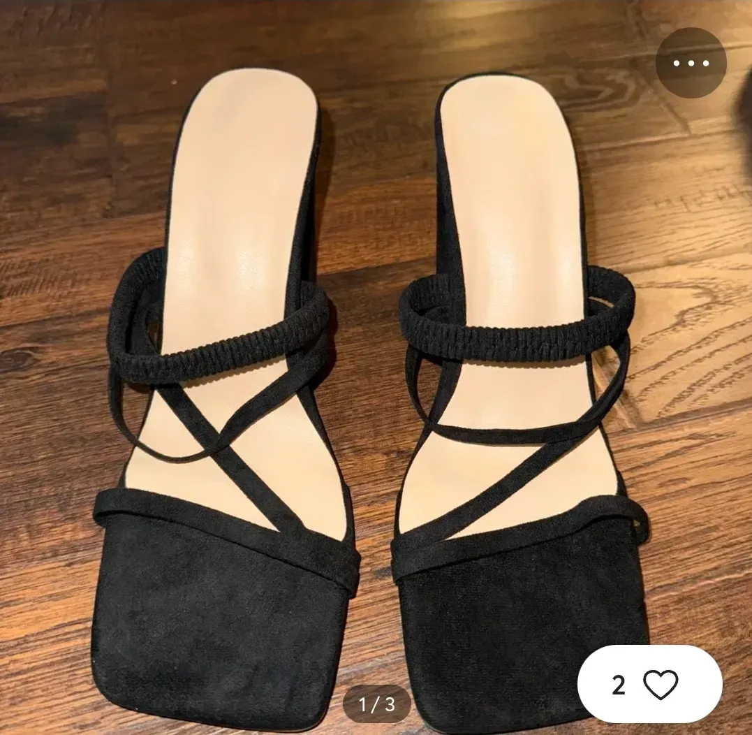 *** Size 6 *** Women's Plus-Size High-Heel Sandals — Wide Fit, Square Toe, Block Heel - image 1