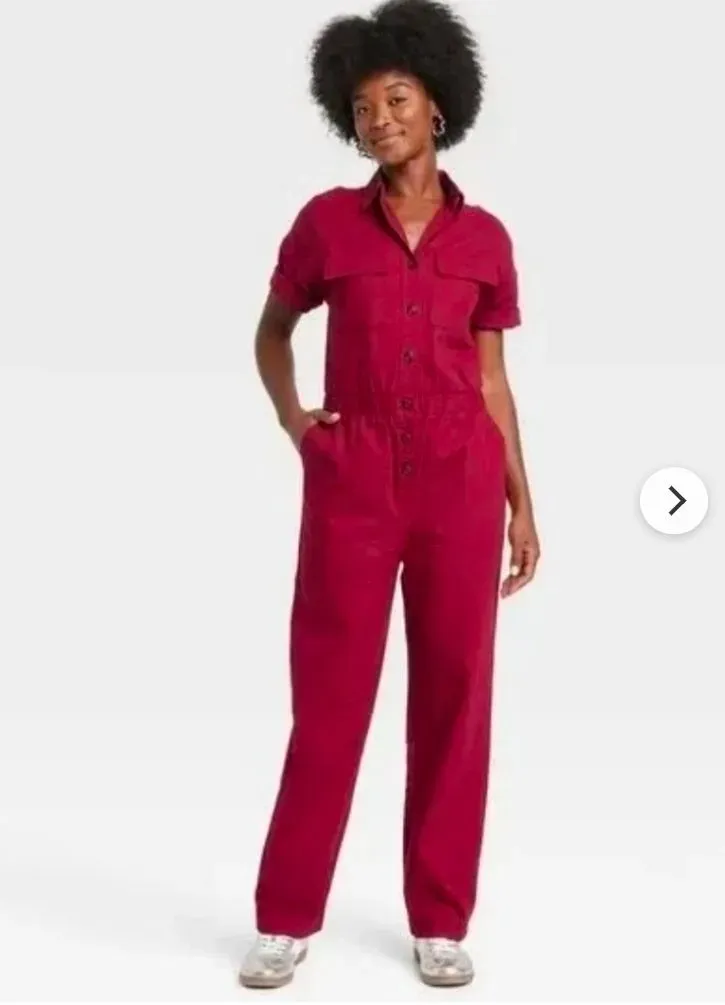 *** Size large  *** Short Sleeve Burgundy Boilersuit - image 1