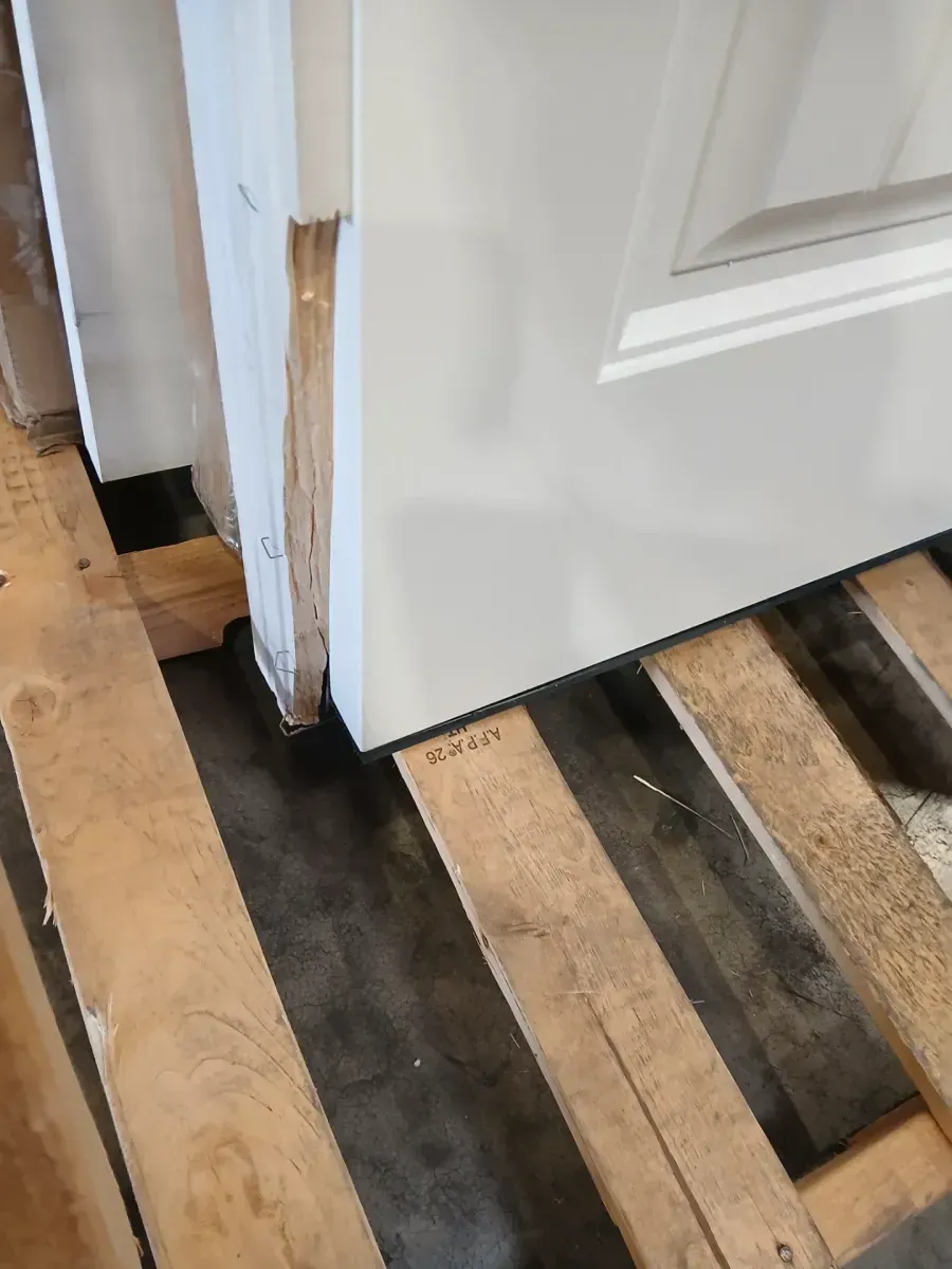 32 in. x 80 in. Cheyenne 2-Panel Left Hand Inswing Primed Smooth Fiberglass Prehung Front Exterior Door w Brickmold - image 3