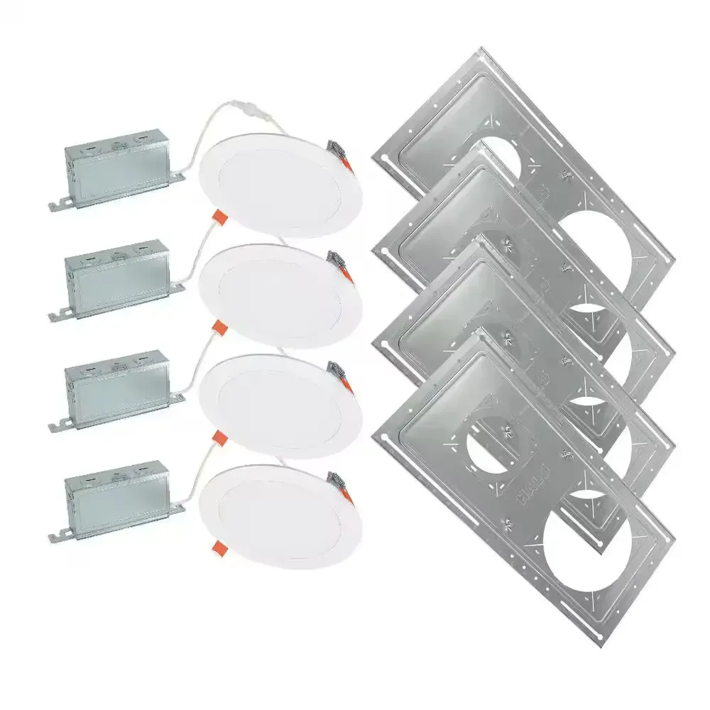 6 in. Selectable CCT, New Construction Integrated LED can Less Downlight with Smashplate (4-Pack) - image 1