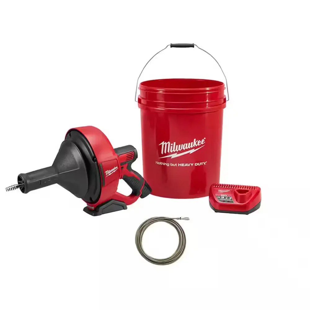 M12 12V Lithium-Ion Cordless Auger Snake Drain Cleaning Kit W/1/4 IN. X 25 FT. Inner Core Drop Head - image 1