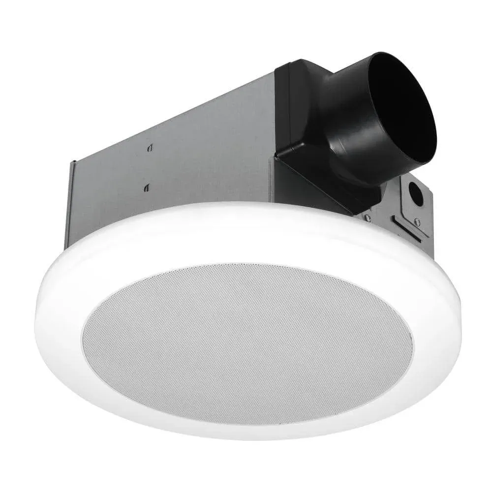 Commercial Electric 110 CFM 1.5 Sones Ceiling Bathroom Exhaust Fan with Bluetooth Speaker and Adjustable CCT LED Lights and Night Light - image 1