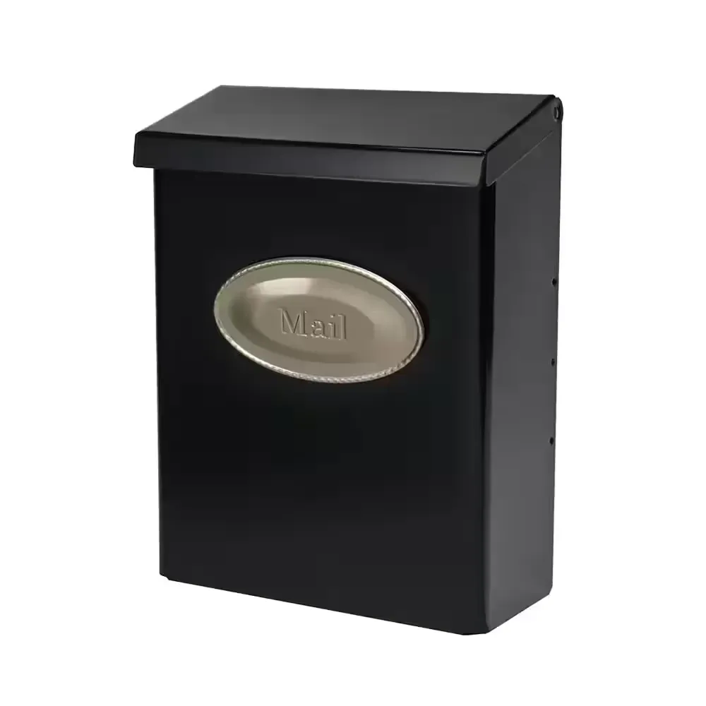 Designer Black with Satin Nickel, Medium, Steel, Locking, Wall Mount Mailbox - image 1