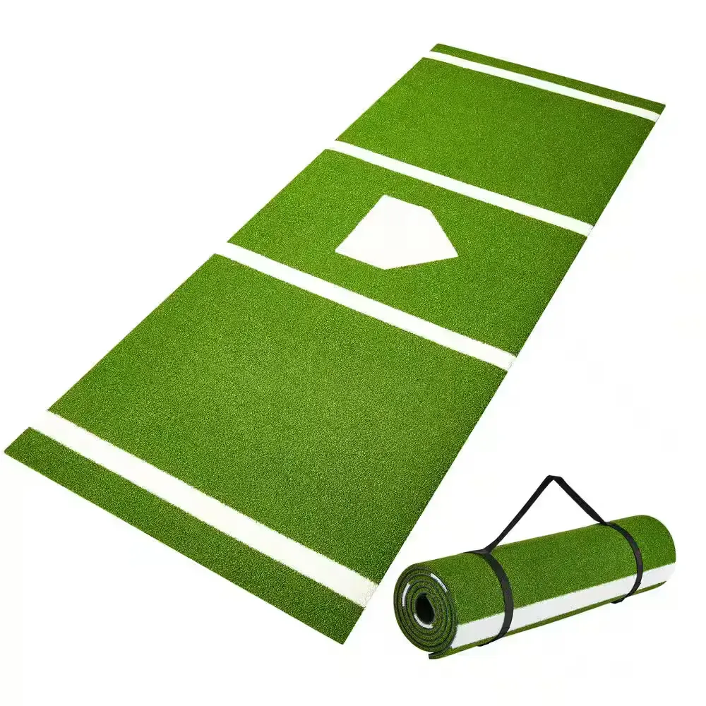 Baseball Softball Hitting Batting Mat 10 x 3.8 ft. Indoor/Outdoor Softball Mat Portable Practice Mat, Green - image 1