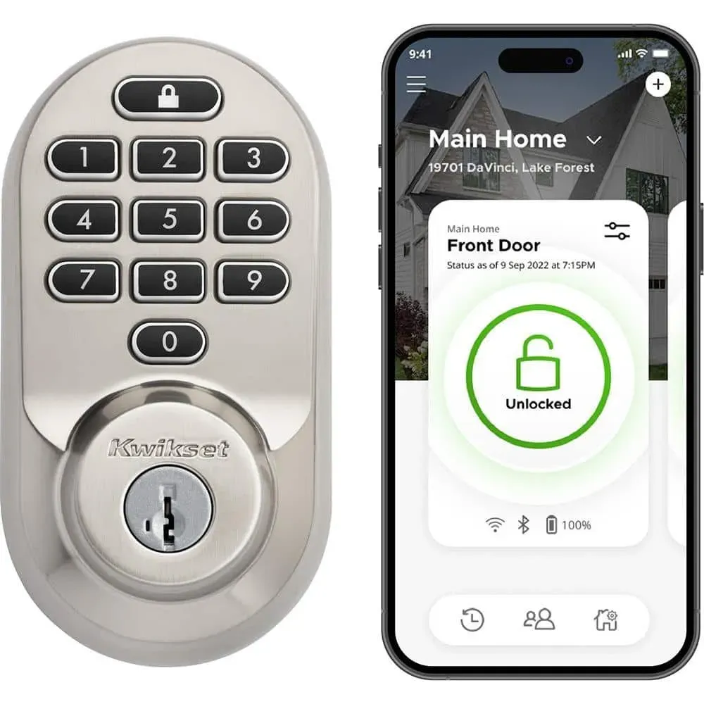 Kwikset HALO Satin Nickel Keypad WiFi Electronic Single-Cylinder Smart Lock Deadbolt featuring SmartKey Security - image 1