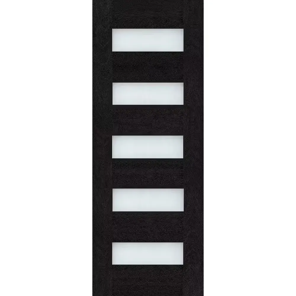 ***Some of the panes of glass are broken.***Regency 36 in. x 96 in. 5L Modern Universal Handing Frosted Glass Onyx Stain Fiberglass Front Door Slab - image 1