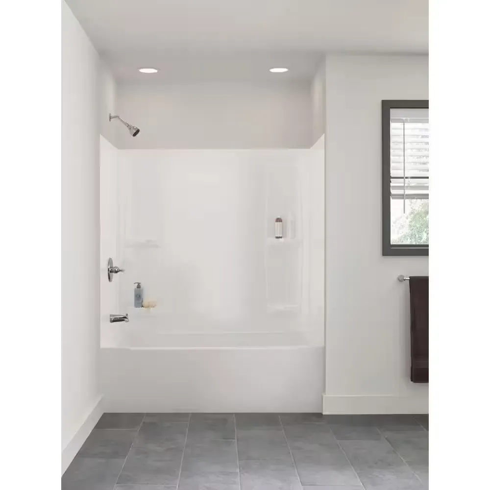 Pro-Series 60 in. W x 57 in. H Five Piece Glue Up Bathtub Surrounds in High Gloss White - image 1