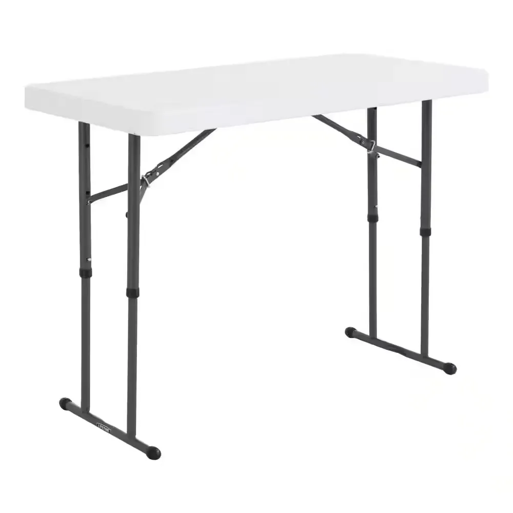 4 ft. White Granite Resin Adjustable Height Commercial Folding Table - image 1