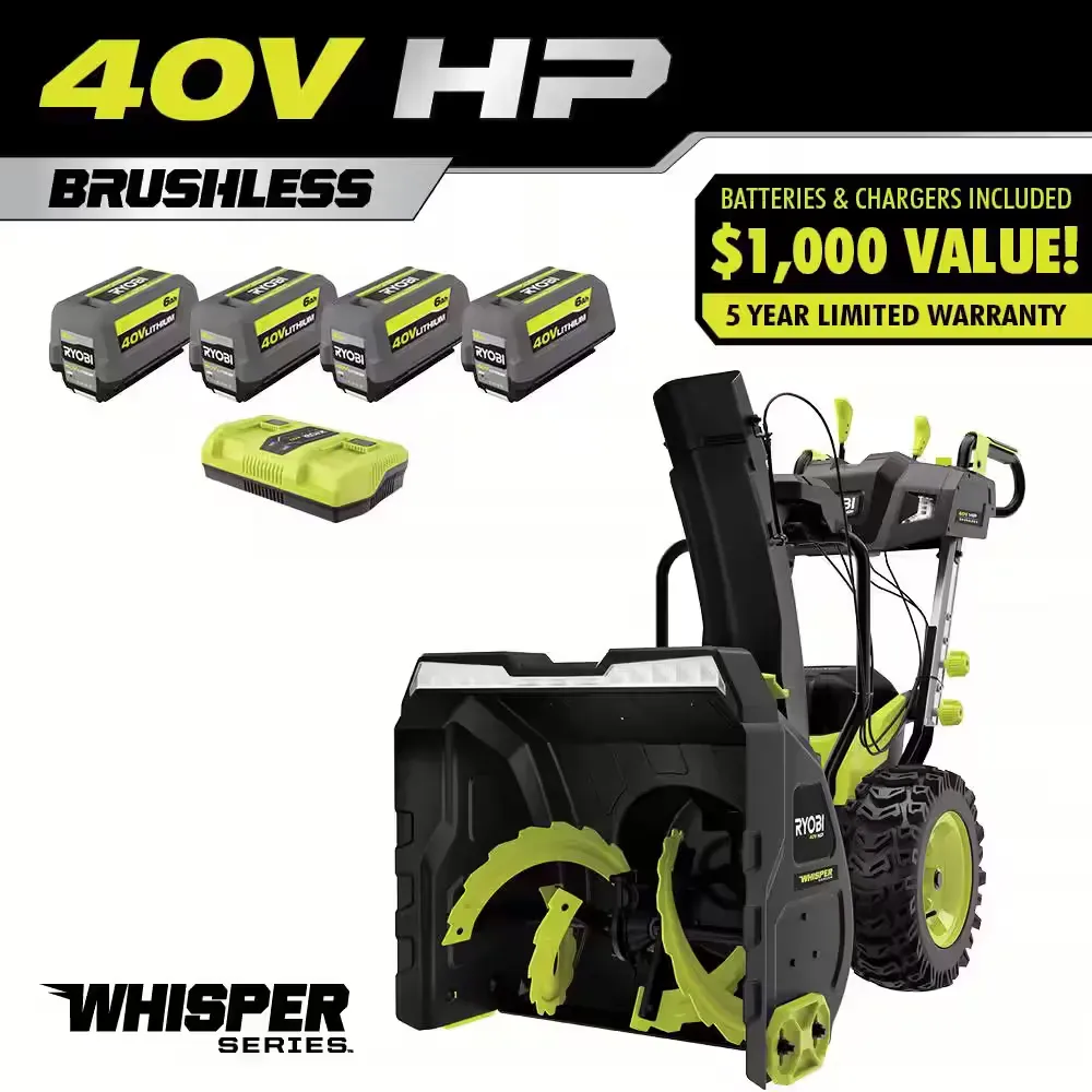 40V HP Brushless Whisper Series 24" 2-Stage Cordless Electric Self-Propelled Snow Blower - (4) 6 Ah Batteries & Charger - image 1