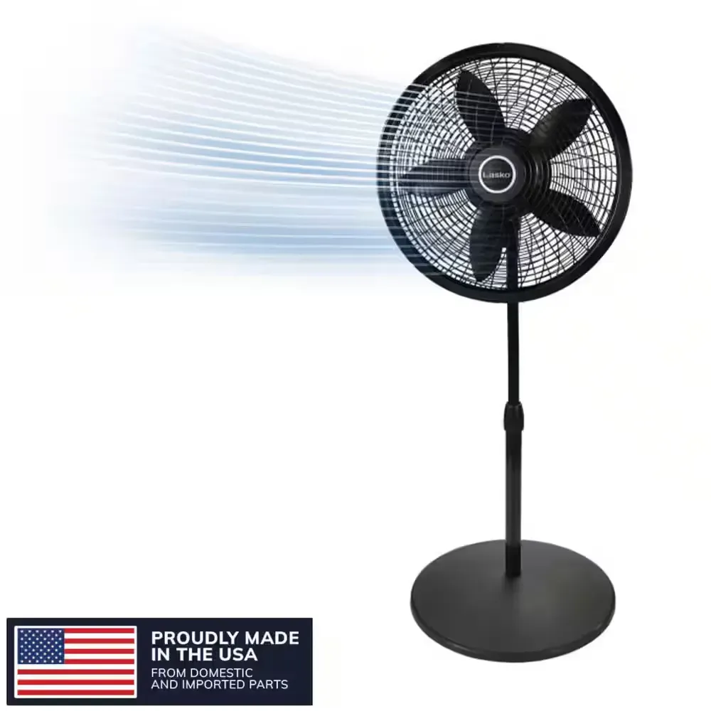 Cyclone 18 in. 3 Speed Oscillating Pedestal Fan for Home in Black with Adjustable Height, Tilt Back Head, Easy Assembly - image 1