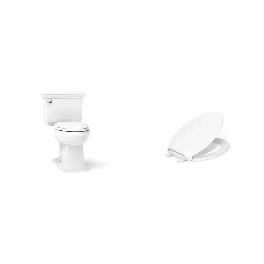 Memoirs Elongated Toilet Seat and 12 in. Rough In 2-Piece 1.28 GPF Single Flush Toilet Combo in White - image 1