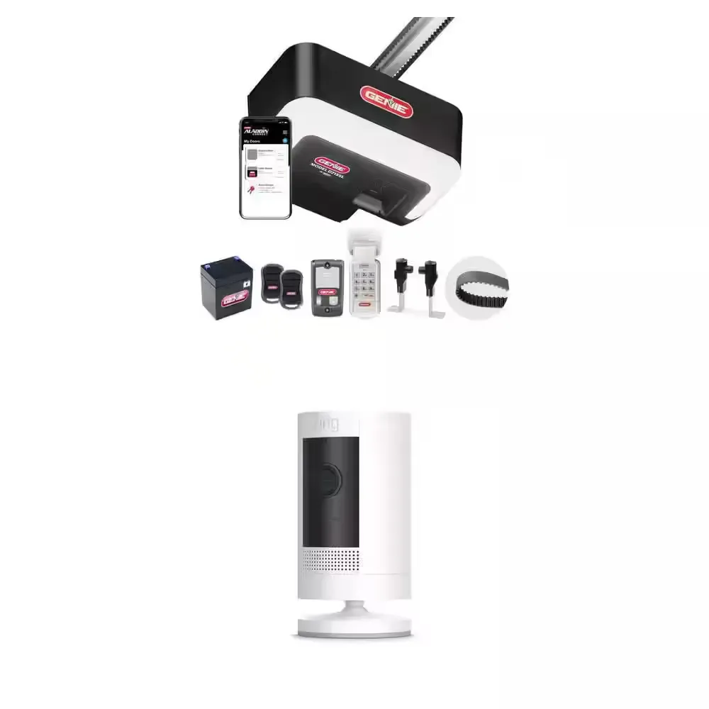 1-1/4 HP Smart Belt Garage Door Opener with LED Lighting, Battery Backup and Outdoor Cam Battery Security Camera - image 1