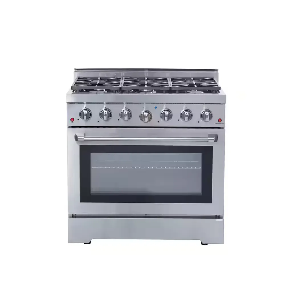 36 in. 6-Burners Gas Range in Stainless Steel with Convection Oven - image 1
