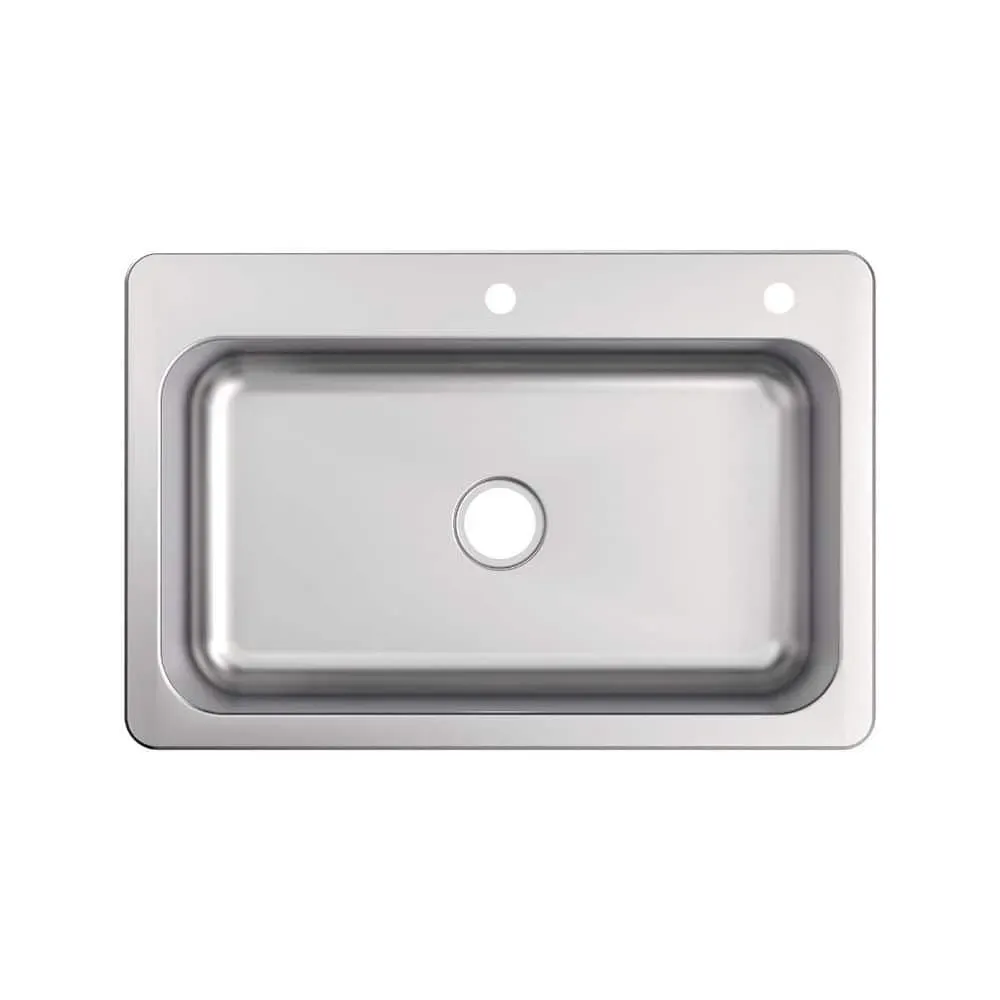 Glacier Bay Bratten 33 in. Drop-In Single Bowl 18-Gauge Stainless Steel Kitchen Sink - image 1