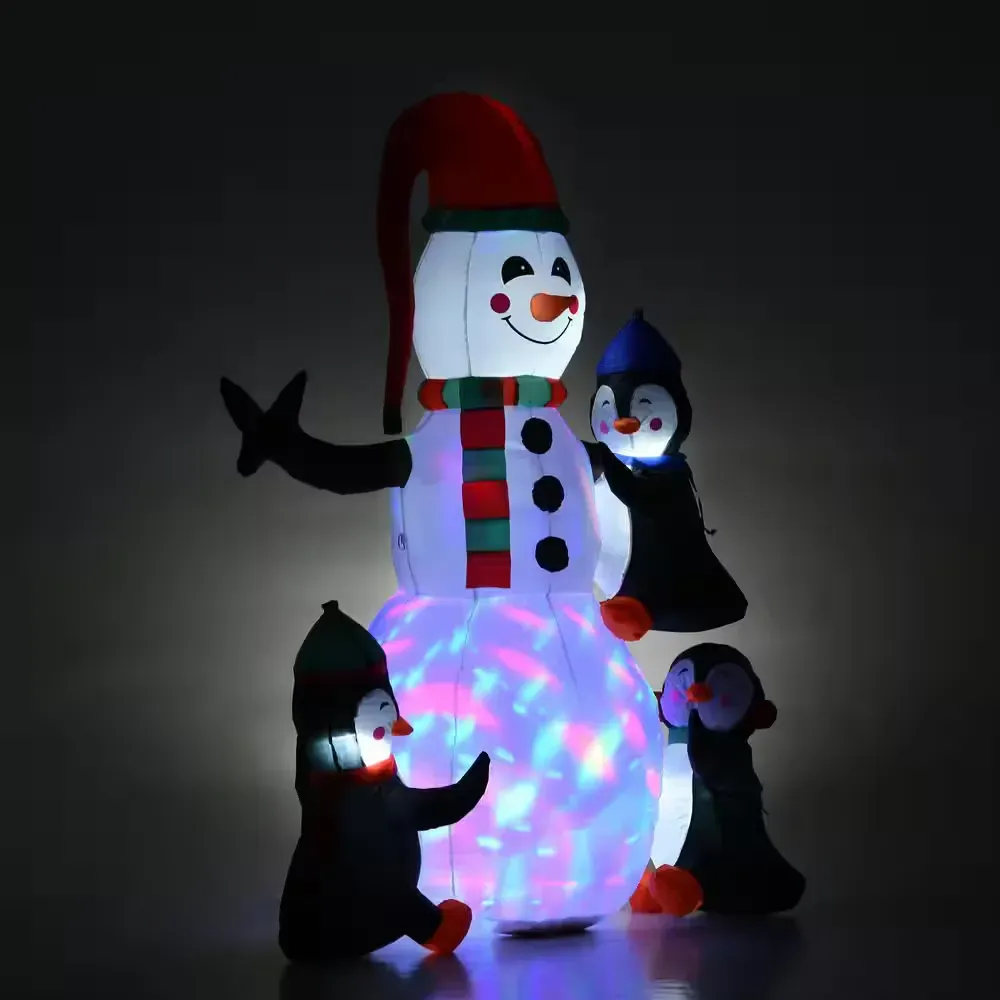 6 ft. Pre-Lit LED Penquins Building Snowman Christmas Inflatable with Easy Setup - image 1